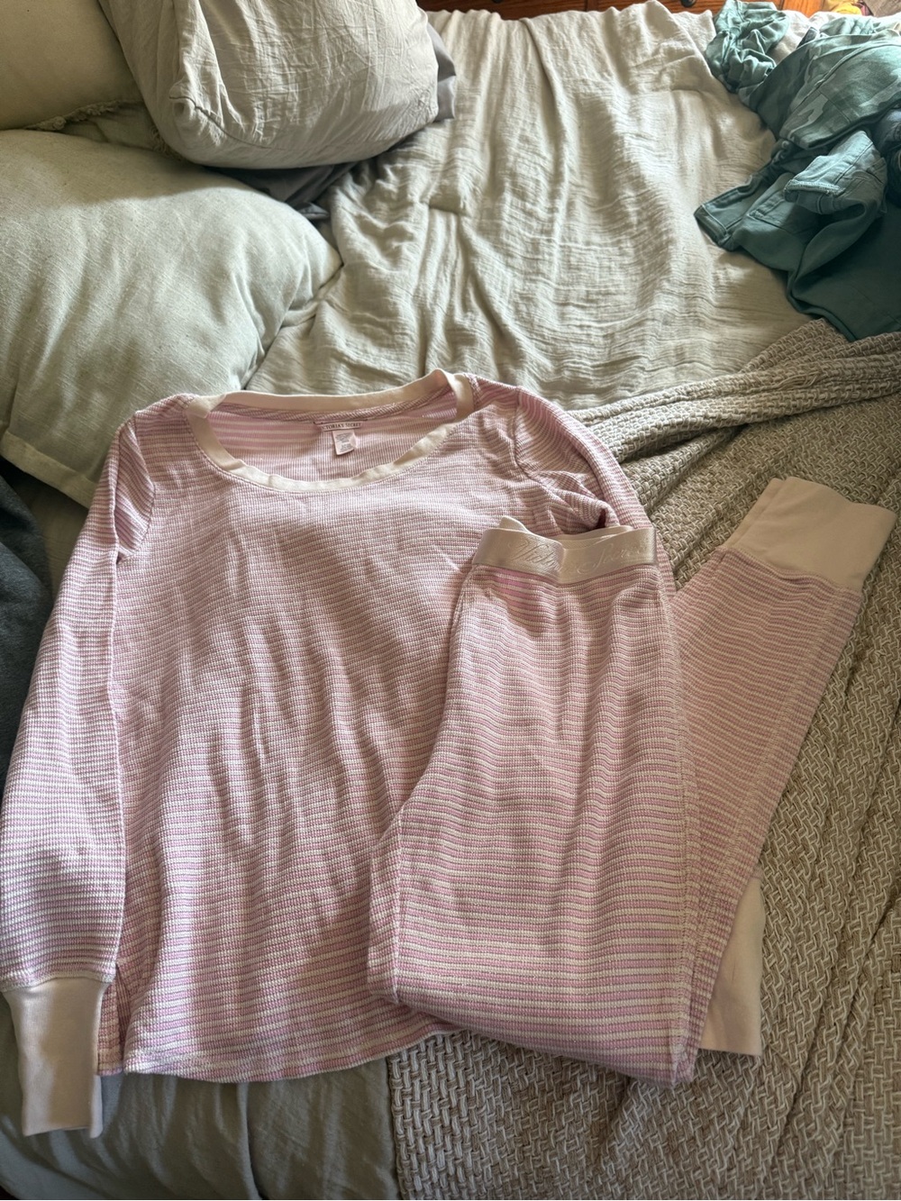 Victoria secret Pink Striped Pajama Set - Cozy Sleepwear
